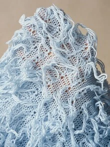 Bohemela Autumn Light Blue Fringe Open-Front Cardigan Sweater Coat For Women Halloween Back To School Going Out Vacation Y2k Boho Country Festival Outfits - Blue - View 8