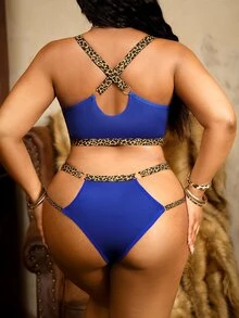 Bare Chapter Plus Size Wireless Bra Set 2pcs - Blue - View 4