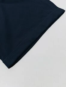 SHEIN LUNE CURVE 大尺碼女款百搭休閒亞麻布口袋七分褲 - 藏蓝色 - 查看 6