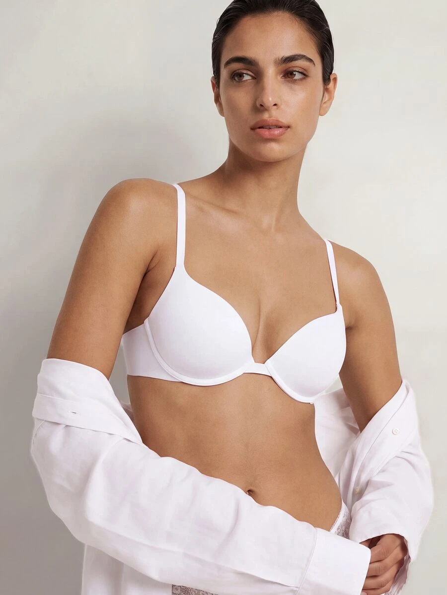 Ocili Studio Leisure Solid Microfiber Underwire Push Up Bra - White - View 1