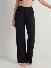 Ocili Studio Leisure Comfortable Rayon Wide Leg Casual Cozy Pants, Black, Holiday Season, Fall & Winter - Black - View 4