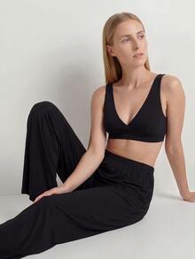 Ocili Studio Leisure Comfortable Rayon Wide Leg Casual Cozy Pants, Black, Holiday Season, Fall & Winter - Black - View 5