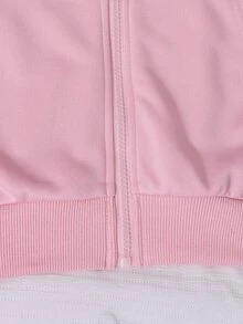 SHEIN Sparklyn فتيات مراهقات 2 قطعة/مجموعة كارديجان وردي بقلنسوة وسحاب برقبة دائرية مع خصر مضلع عريض وطويل، أنيق، تخرج، طبقات، صالة رياضية، ملابس الشارع - وردي - مشاهدة 6