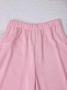 SHEIN Sparklyn فتيات مراهقات 2 قطعة/مجموعة كارديجان وردي بقلنسوة وسحاب برقبة دائرية مع خصر مضلع عريض وطويل، أنيق، تخرج، طبقات، صالة رياضية، ملابس الشارع - وردي - مشاهدة 7