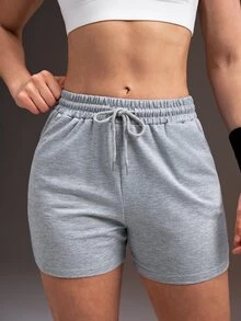 Powerista Summer Casual Solid Color Sports Shorts - Black - View 4
