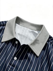 Manfinity EMRG Men's Casual Striped Digital Print Regular Polo Shirt - Multicolor - View 4
