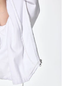 ROMWE MEN Street Life Men's Lace-Up Zipper Placket Casual Denim Jacket - White - View 11