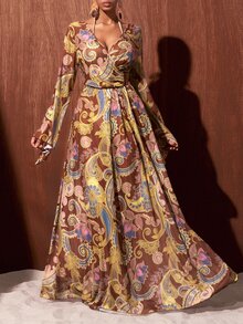 Zivah Paisley Print Ruched Cover Up Cover Ups For Swimwear - Brown - View 9