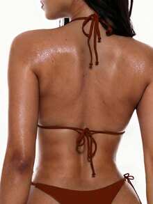 Oceva Solid Color Sexy Strap Bikini Swimwear Set For Women, Beach Wear - Rust Brown - View 2