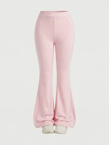 SHEIN Girlism Tween Girl Tween Girl Tween Girl NovaGlow Tween Girl Tween Girl Sporty Casual Daily Knit Solid Color Cardigan Jacket And Flared Pants Set - Pink - View 6