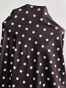 SHEIN Maternity Polka Dot V-Neck Nursing Function Casual Daily Wear Dress - Brown - View 8