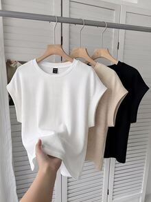Comfylo 3pcs Plus Size Women Casual Round Neck Raglan Sleeve Short T-Shirts, Suitable For Spring And Summer - Multicolor - View 1