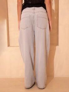 juhmazzocco Women's Summer Loose Casual Distressed Denim Jeans - رمادي - مشاهدة 2