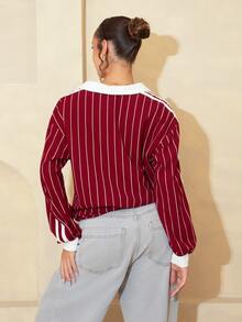 juhmazzocco Women's New Striped Letter & Numeral Print Active T-Shirt - Red - View 2