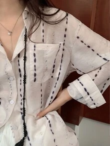 INAWLY 女士休闲舒适亚麻印花衬衫 - 白色 - 查看 7