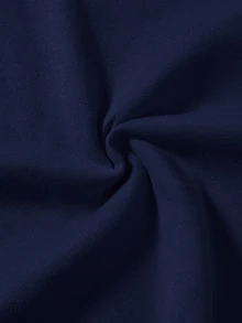 Attitoon Casual Minimalist Navy Blue Hooded Long Sleeve Loose Fit Thick Sweatshirt For Women, Suitable For Autumn/Winter,Fall - Navy Blue - View 5