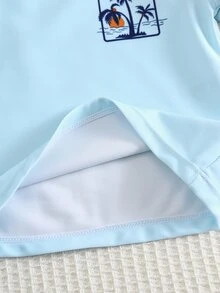 SHEIN 两件套男婴夏季休闲度假泳衣套装，适合海滩、温泉游泳、婴儿泳装 - 彩色 - 查看 11