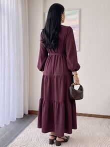 Solavon Women's Solid Color Knot Waist Casual Daily Summer Dress - Burgundy - View 7