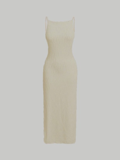 SHEIN MOD 여성용 슬림 텍스처 니트 여름 살구색 드레스,여성용 여름 드레스