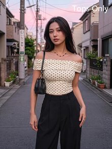 SHEIN MOD Women's Elegant Polka Dot Mesh Versatile Top, Summer Holiday - Apricot - View 13