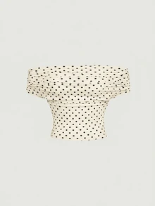 SHEIN MOD Women's Elegant Polka Dot Mesh Versatile Top, Summer Holiday - Apricot - View 7