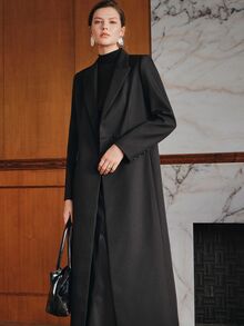 Anewsta 都市現代休閒通勤百搭日常色長版女款西裝外套 - 黑色 - 查看 9