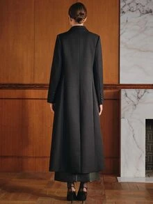 Anewsta 都市現代休閒通勤百搭日常色長版女款西裝外套 - 黑色 - 查看 8