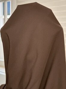 SHEIN Maternity Solid Color Stand Collar Pleated Casual Daily Summer Dress Fall - Brown - View 4