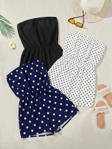 Travachic 女款百褶休閒日常穿搭抹胸連身褲 3件套 - 彩色 - 查看 3