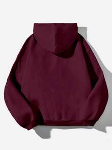 Attitoon Summer Simple Casual Solid Color Pullover Hooded Long Sleeve Fall And Winter Sweatshirt Without Drawstring Oversize, Fall Christmas - Red Violet - View 3