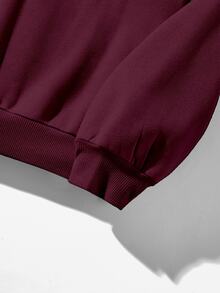 Attitoon Summer Simple Casual Solid Color Pullover Hooded Long Sleeve Fall And Winter Sweatshirt Without Drawstring Oversize, Fall Christmas - Red Violet - View 7