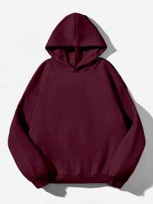 Attitoon Summer Simple Casual Solid Color Pullover Hooded Long Sleeve Fall And Winter Sweatshirt Without Drawstring Oversize, Fall Christmas - Red Violet - View 2