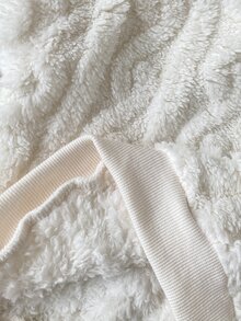 SHEIN Playful Pals 3件組女嬰衛衣長褲套裝，可愛甜美白色粉色兔子蝴蝶結毛茸茸長袖圓領加厚冬季派對保暖公主熊耳帽 - 白色 - 查看 9