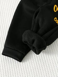SHEIN 2件組男嬰秋冬卡通動物圖案針織柔軟圓領長袖套頭衛衣與長褲套裝，可愛黃色嬰兒套裝 - 彩色 - 查看 6