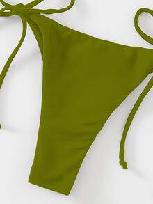 Swim Basics Conjunto de bikini de un solo color con tirantes sexy, ropa de playa para mujeres - Verde - Ver 6