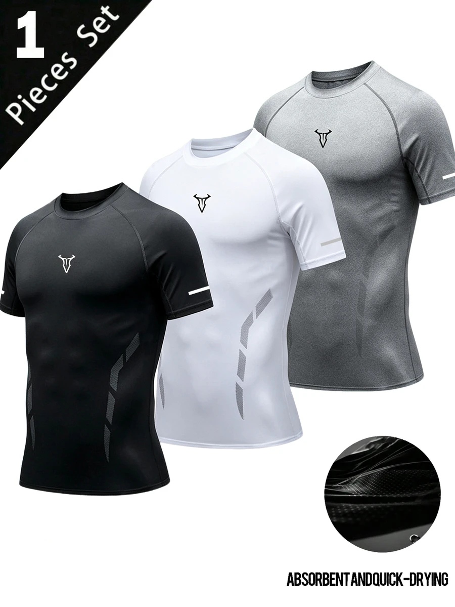 Gym Rark Men's Horn Pattern Print Short Sleeve Sports T-Shirt - Black - View 1