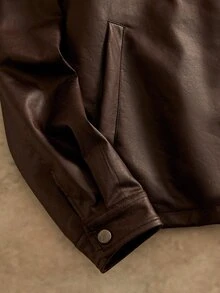 HIMLAND Men's Fashion PU Material Pocket Zipper Long Sleeve Jacket, Spring, Outdoor - Multicolor - View 4