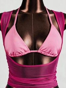 Mistrie 女士纯色褶皱休闲百搭日常上衣 - 彩色 - 查看 3
