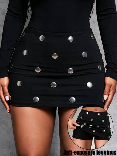 Radiana Plus Size Women's Sexy Casual Fashion Black Metallic Sequin Mini Skirt, Low Waist Skirt, Black Skirt, Built-In Anti-Exposure Lining, High Elastic Knit Fabric, Body-Hugging Easy To Match, Minimalist Fashion Street Style Skirt, Daily Casual Outfits, Party Outfits, Music Festival Outfits, Halloween Outfits