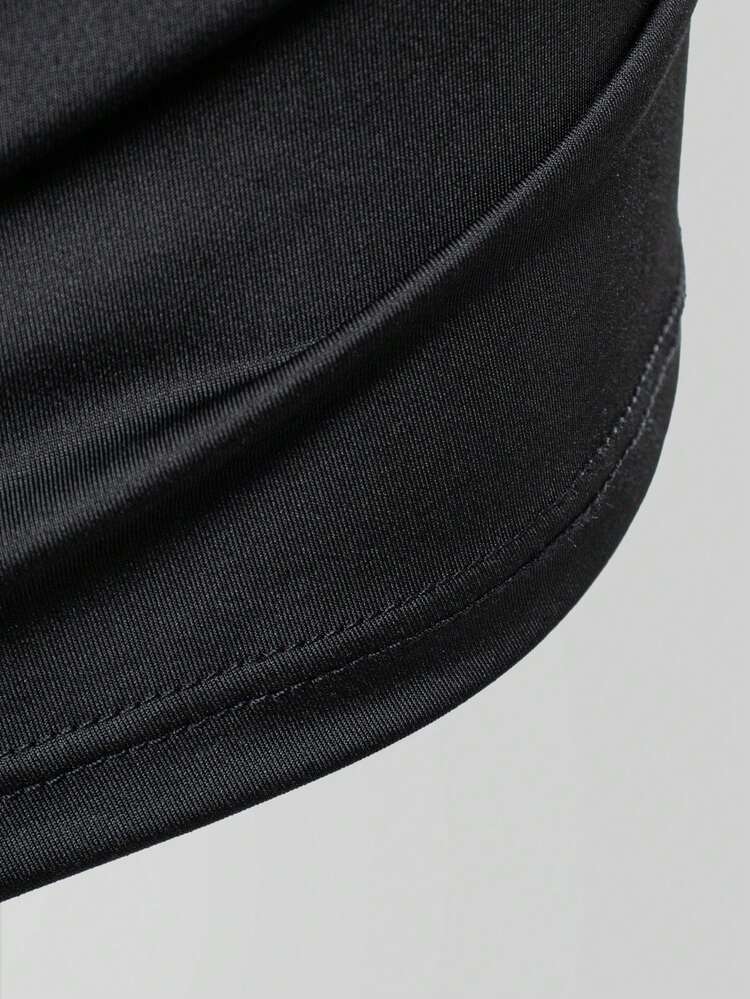 Acti Log Men's Black Short Sleeve Slim Fit Sports T-Shirt Workout Gym Summer Athletic Athleisure - Black - View 6