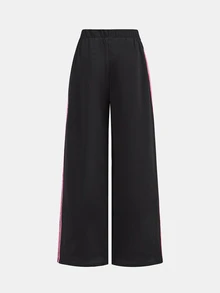 SHEIN Tween Girl Tween Girl Tween Girl Tween Girls Black Contrast Pink Webbing Loose Long Pants, Spring/Summer New Versatile Casual Streetwear - Black - View 5