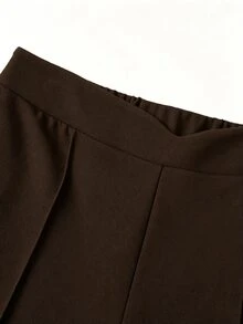 SHEIN LUNE 大码女式时尚简约修身休闲阔腿裤 - 摩卡棕 - 查看 7
