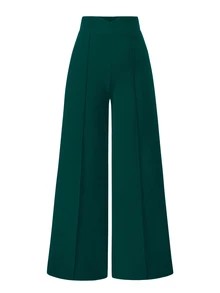 SHEIN LUNE 大码女式时尚简约修身休闲裤 - 墨綠色 - 查看 3