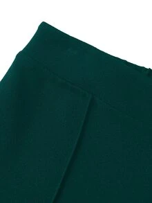SHEIN LUNE 大码女式时尚简约修身休闲裤 - 墨綠色 - 查看 6