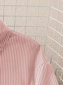 GlowEve 女士条纹长袖单排扣休闲口袋短衬衫 - 珊瑚粉 - 查看 4