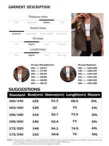 GlowEve CURVE Chaqueta holgada de mujer talla grande con mangas enrollables, de unicolor, versátil para uso diario, trabajo y trayectos, otoño/invierno - Marrón - Ver 8