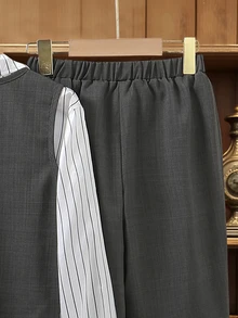 Tween Boy Gentleman 2 Pieces Set,Solid Color Minimalist Design Vest+Trousers,Grey,Summer,Elegant,Traditional,Wedding,Back-To-School Formal Outfit - Dark Grey - View 8