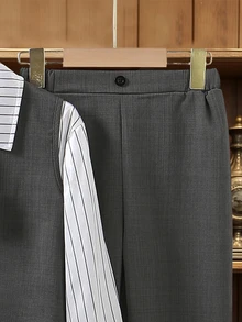 Tween Boy Gentleman 2 Pieces Set,Solid Color Minimalist Design Vest+Trousers,Grey,Summer,Elegant,Traditional,Wedding,Back-To-School Formal Outfit - Dark Grey - View 7