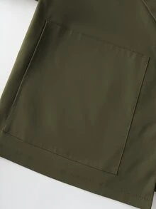 GlowEve CURVE Plus Size Women's Solid Color Lapel Casual Windbreaker Jacket Fall - Army Green - View 7