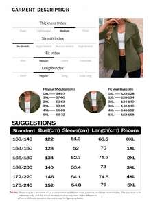 GlowEve CURVE Plus Size Women's Solid Color Lapel Casual Windbreaker Jacket Fall - Army Green - View 8
